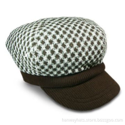 Women's Newsboy Hat for Winter, with Multi-buckle Crown, Knit Visor, Fashionable DesignNew